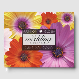 Farbenfrohe afrikanische Daisis Blume Blumenhochze Gästebuch