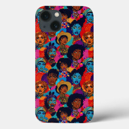 Farbenfrohe afrikanische Frauen auf blau Case-Mate iPhone Hülle