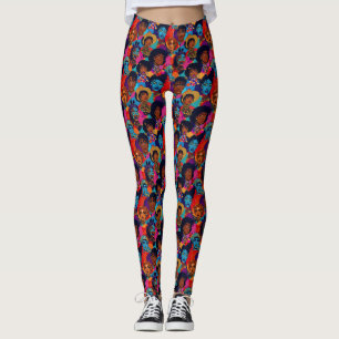 Farbenfrohe afrikanische Frauen auf blau Leggings