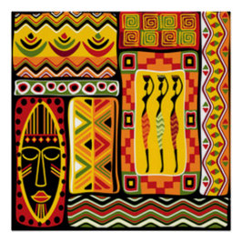 Farbenfrohe afrikanische Muster-DruckCollage Poster
