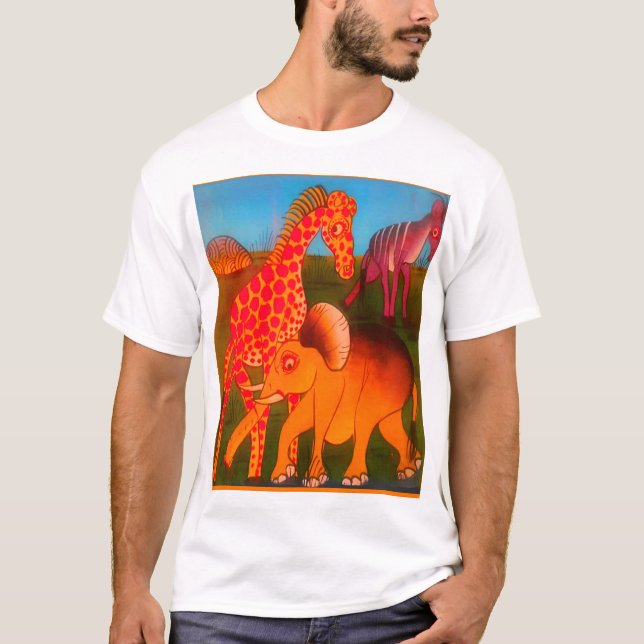 Farbenfrohe afrikanische Safari Farben Kunst T-Shirt (Vorderseite)