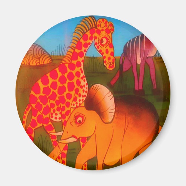 Farbenfrohe afrikanische Safari-Farben Magnet (Vorne)