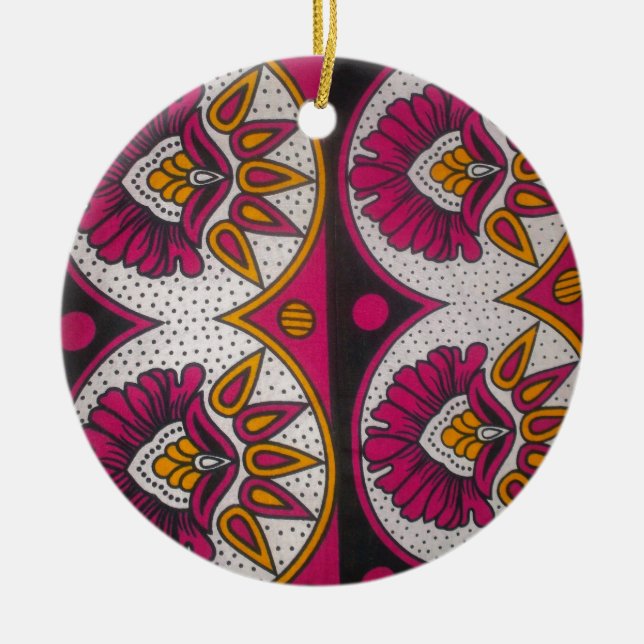 Farbenfrohe afrikanische Stoffe Motif Keramik Ornament (Vorne)