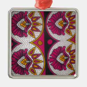 Farbenfrohe afrikanische Stoffe Motif Silbernes Ornament