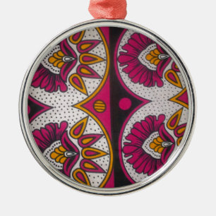 Farbenfrohe afrikanische Stoffe Motif Silbernes Ornament