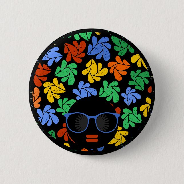 Farbenfrohe Afro-Liebe Button (Vorderseite)