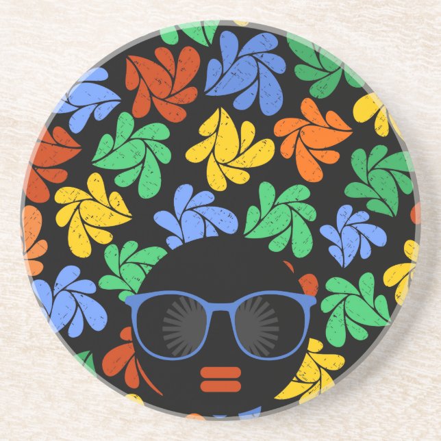 Farbenfrohe Afro-Liebe Getränkeuntersetzer (Vorne)