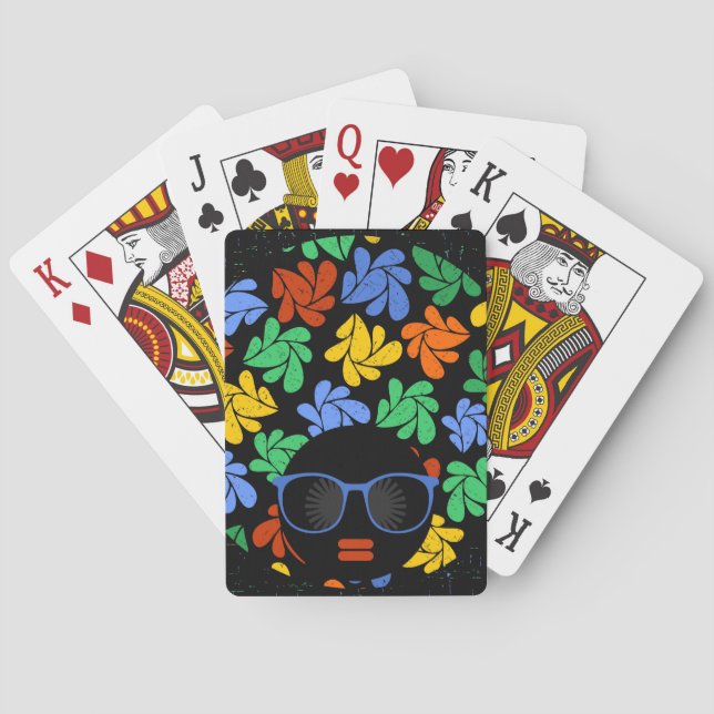 Farbenfrohe Afro-Liebe Spielkarten (Rückseite)
