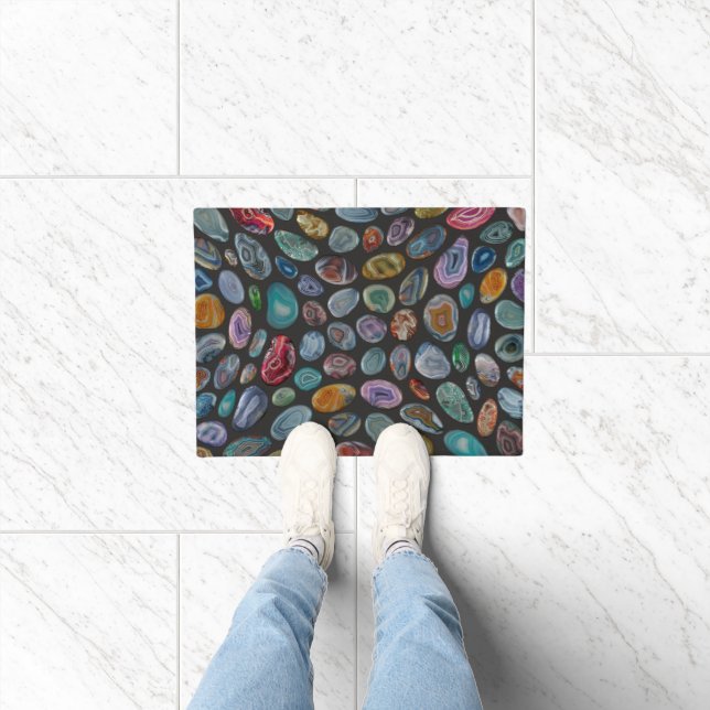 Farbenfrohe Agate Pebbles Mosaik Muster Fußmatte (Indoor)