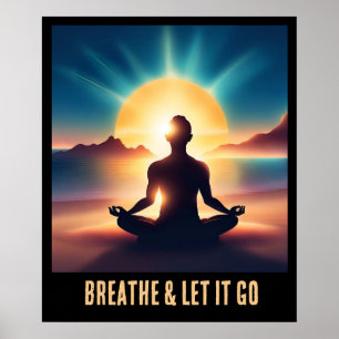 Farbenfrohe Ai Motivierend Yoga Meditation Atmen Poster