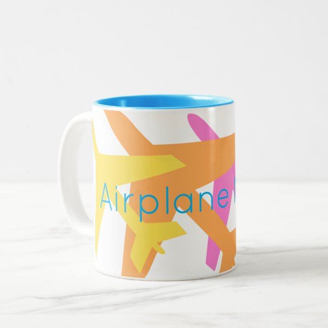 Farbenfrohe AIRPLANE MODE Pilot Flying Travel Fun Zweifarbige Tasse (Vorderseite Links)