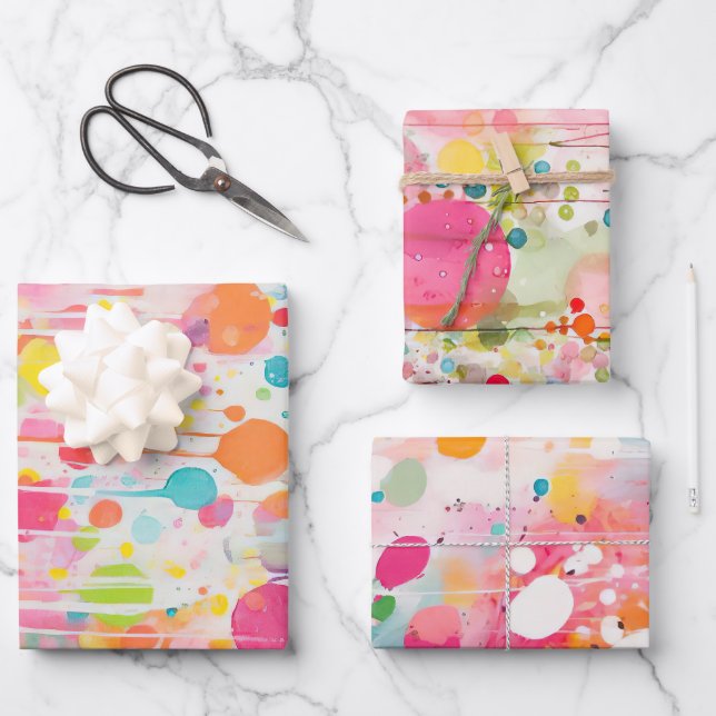 Farbenfrohe Akrylmalerei Geschenkpapier Set (Vorderseite)