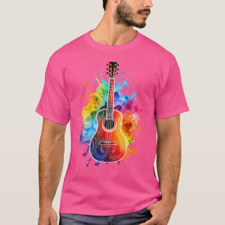 Farbenfrohe Akustik Gitarrist Splash A T-Shirt
