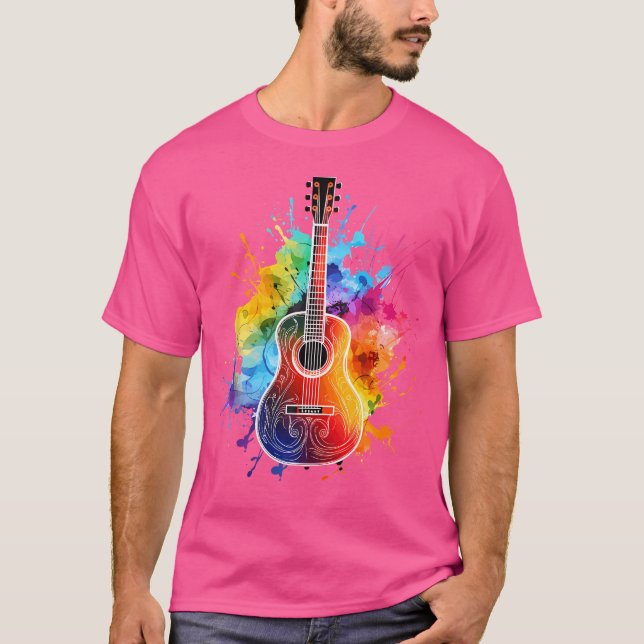Farbenfrohe Akustik Gitarrist Splash A T-Shirt (Vorderseite)
