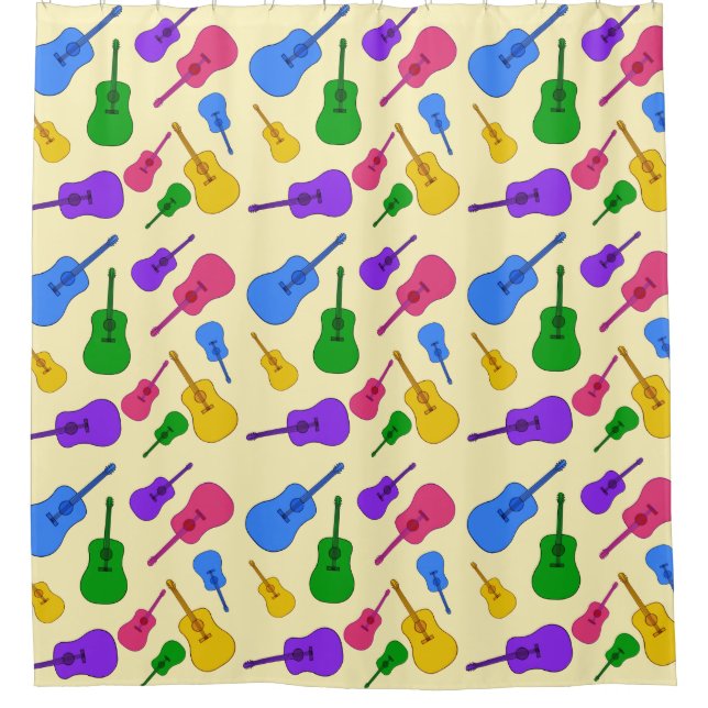 Farbenfrohe Akustikgitarren Muster Duschvorhänge Duschvorhang (Vorderseite)