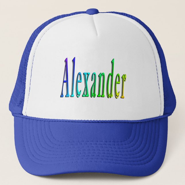 farbenfrohe Alexander Name-Logo Truckerkappe (Vorderseite)