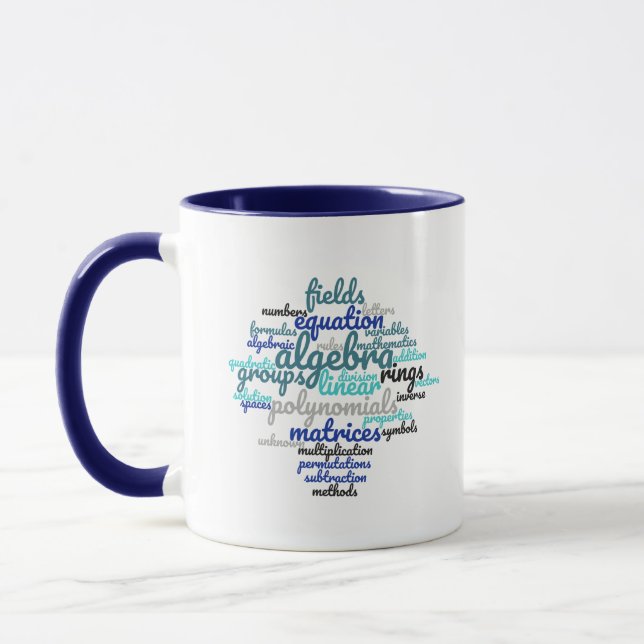 Farbenfrohe Algebra Word Cloud Tasse (Links)