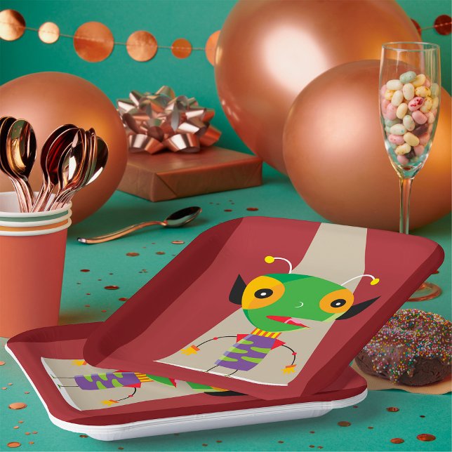 Farbenfrohe Alien Ant in Spotlight Quirky Pappteller (Von Creator hochgeladen)