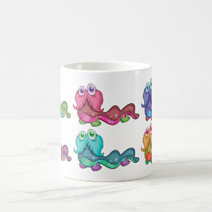 Farbenfrohe Alien Worms Kaffeetasse