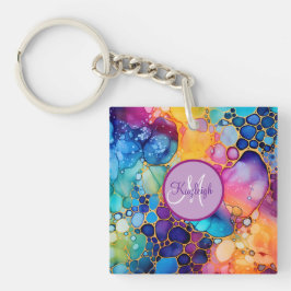 Farbenfrohe Alkoholtupfer Kunstflüssigkeitslackier Schlüsselanhänger