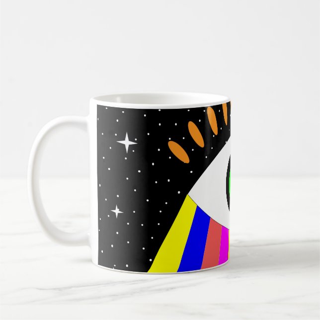 Farbenfrohe alles Auge flaches Design mit Sternen  Kaffeetasse (Links)