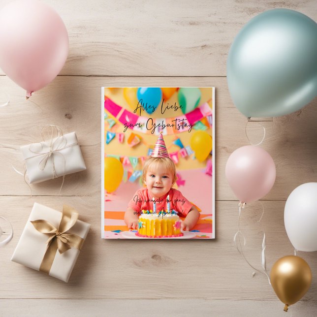 Farbenfrohe Alles Liebe zum Geburtstag 🍀 Postkarte (Happy Birthday Kindergeburtstag)