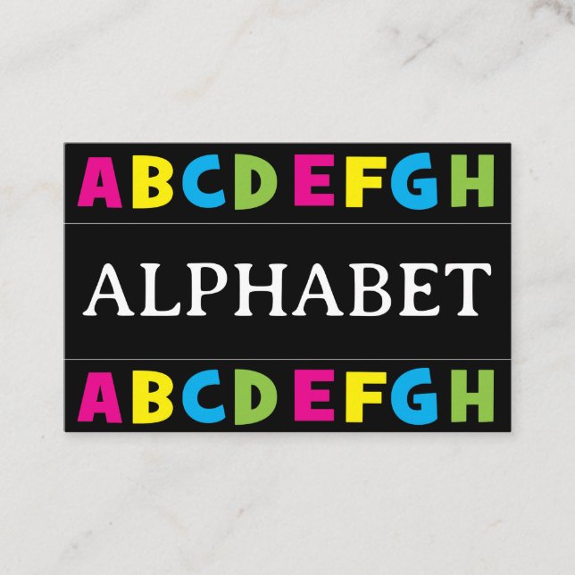 Farbenfrohe Alphabet Briefe Lehrer Visitenkarte (Vorderseite)