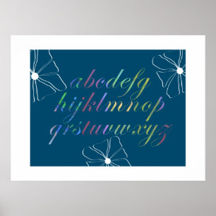 Farbenfrohe Alphabet Briefe Weiße Blumenstrasse Ku Poster
