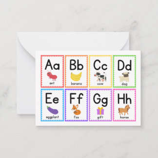 Farbenfrohe Alphabet Flash Cards für neugierige kl Mitteilungskarte