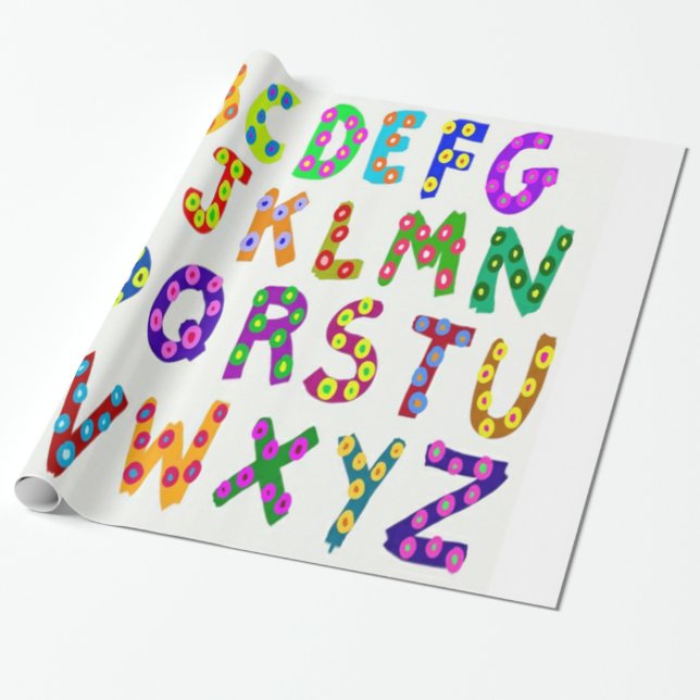 Farbenfrohe Alphabet Geschenkpapier (Ungerollt)