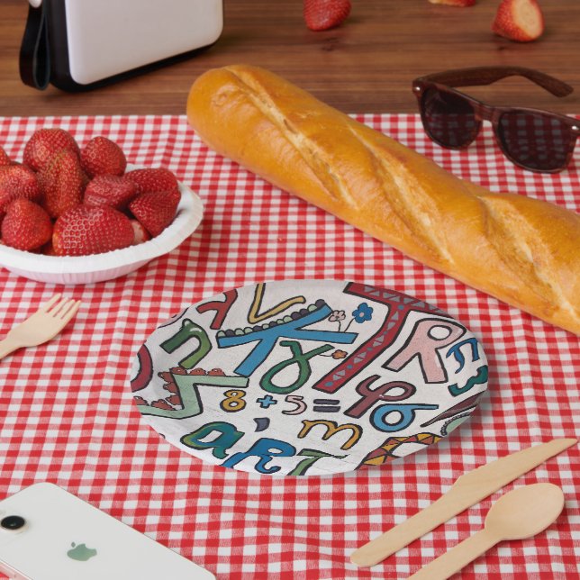 Farbenfrohe Alphabet Pappteller (Picknick)