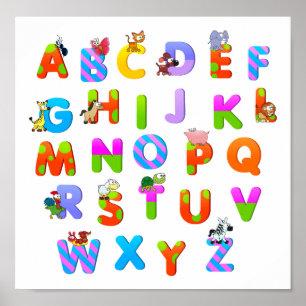 Farbenfrohe Alphabetisierungsbriefe Poster