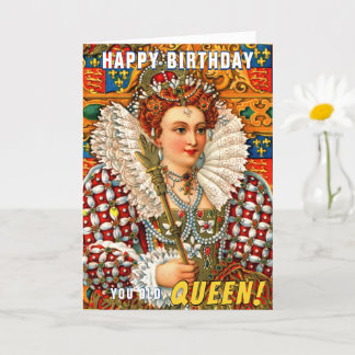 Farbenfrohe alte Königin Gay Happy Geburtstag Karte