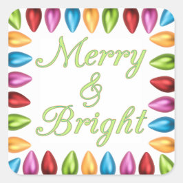 Farbenfrohe alte Mode Große Weihnachtsglühbirnen Quadratischer Aufkleber