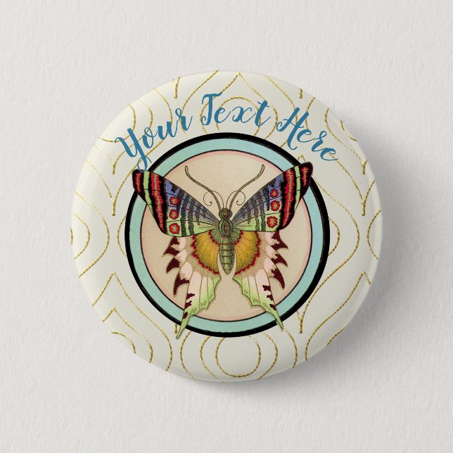 Farbenfrohe alte Schmetterlinge Button (Vorderseite)