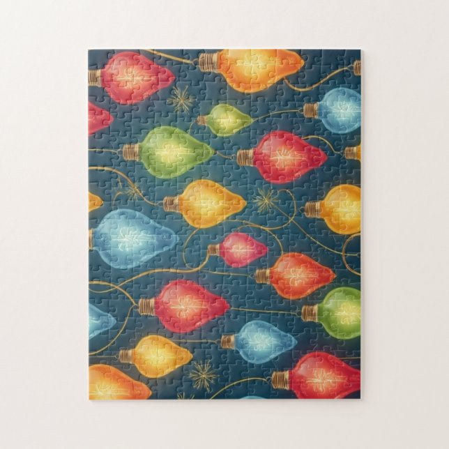 Farbenfrohe, altmodische Weihnachtsbeleuchtung Puzzle (Vertikal)