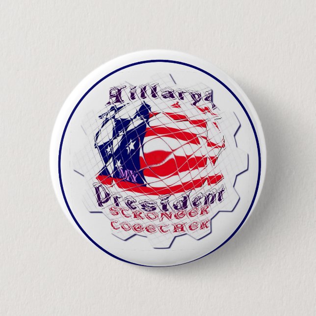 Farbenfrohe amerikanische Flaggenfarben Hillary fü Button (Vorderseite)