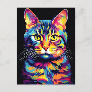 Farbenfrohe amerikanische Kurzhaarkatze Postkarte