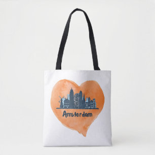 Farbenfrohe Amsterdam City Skyline Wasserfarbenher
