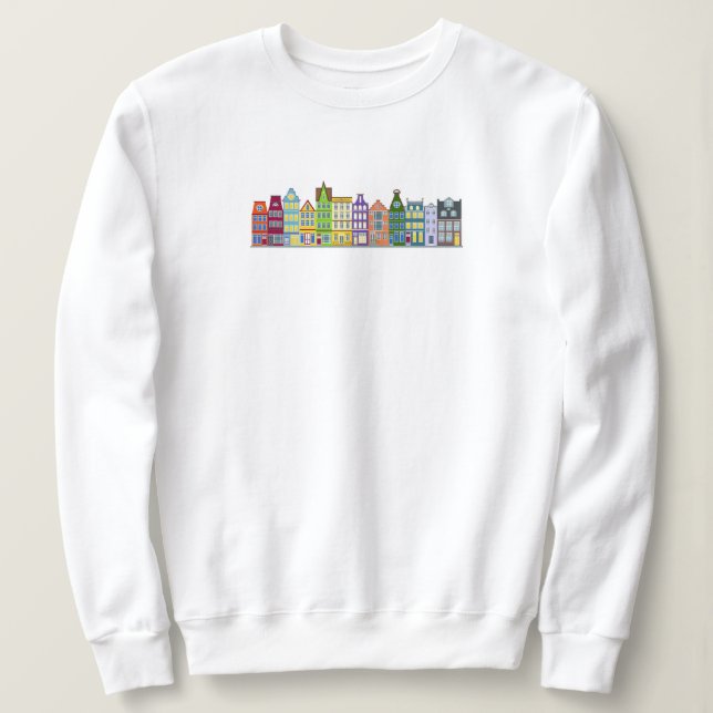 Farbenfrohe Amsterdam Row Houses Warm Cosy Sweatsh Sweatshirt (Design vorne)