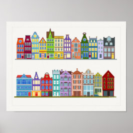 Farbenfrohe Amsterdamer Row Houses 1 Poster