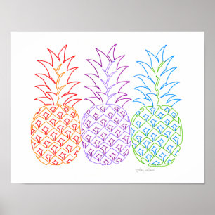 Farbenfrohe Ananas Art Poster