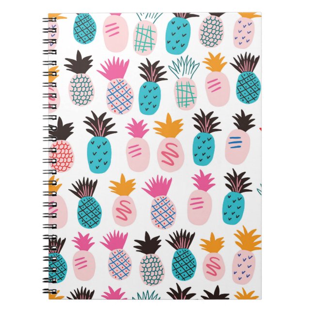 Farbenfrohe Ananas-Blätter, tropisches Doodle. Notizblock (Vorderseite)