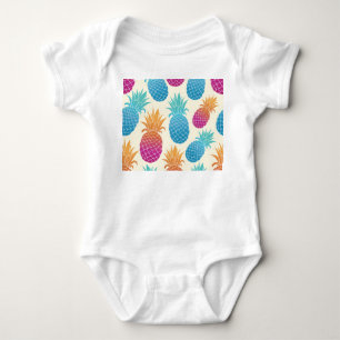 Farbenfrohe Ananas hellgelber Hintergrund Baby Strampler