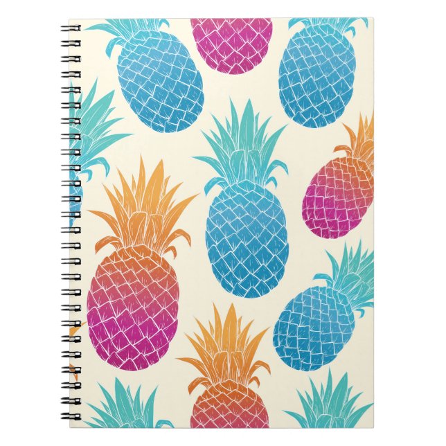 Farbenfrohe Ananas hellgelber Hintergrund Notizblock (Vorderseite)