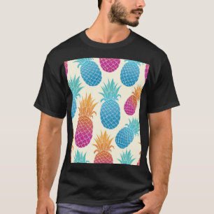 Farbenfrohe Ananas hellgelber Hintergrund T-Shirt