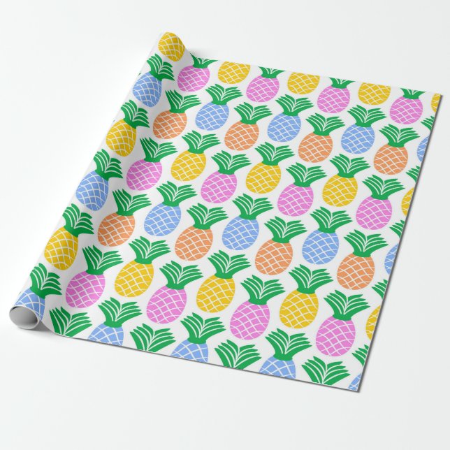 Farbenfrohe Ananas-Muster Geschenkpapier (Ungerollt)