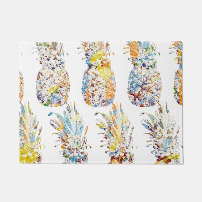 Farbenfrohe Ananas Print Fußmatte (Vorderseite)