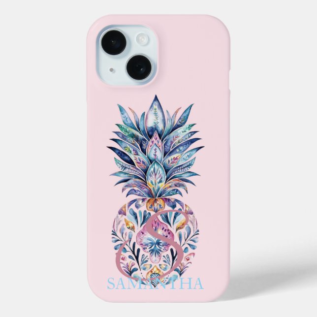 Farbenfrohe Ananas Rosa Case-Mate iPhone Hülle (Rückseite)