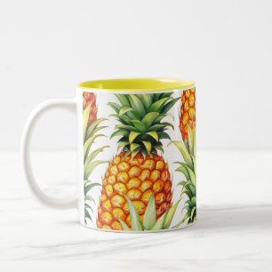 Farbenfrohe Ananas Sommertropisches Muster Zweifarbige Tasse